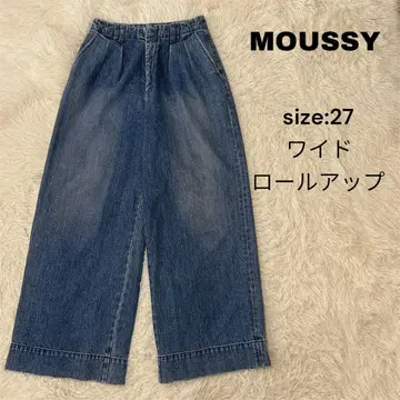 MOUSSY 마우지 와이드 데님 27 롤업 디자인 하이웨스트