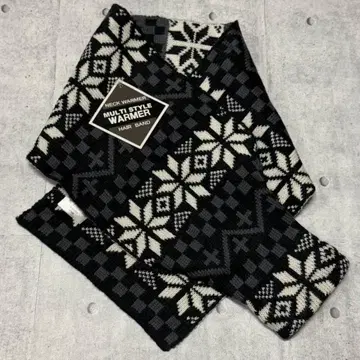 새상품 JUN RED 멀티스타일 워머 눈꽃 패턴 노르딕 준레드