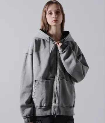 [ 새상품급 ] [ CLEL ] 헤비 웨이트 로고 자수 풀 집업 후드티