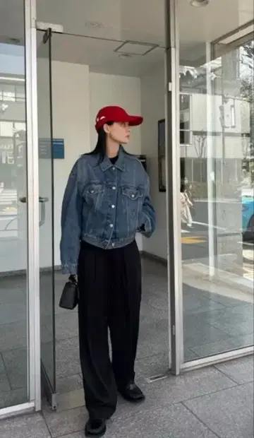 데님 자켓 짧은 기장