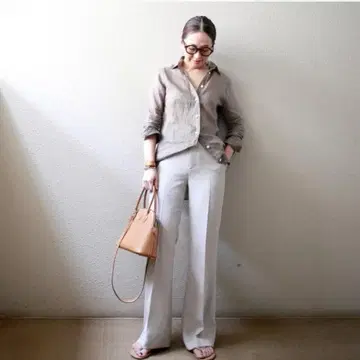 미사용 그레이 와이드 팬츠 허리밴딩