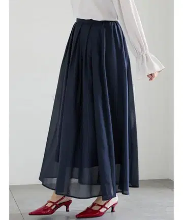 Te chichi 테치치 시어 롱 플레어 스커트 네이비