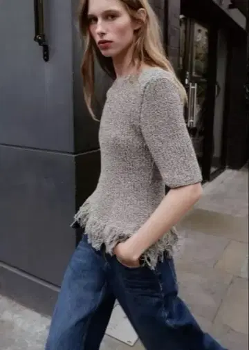 ZARA 2025aw 프린지 반팔 니트