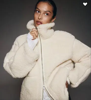 H&M 루즈 테디 자켓 화이트 S