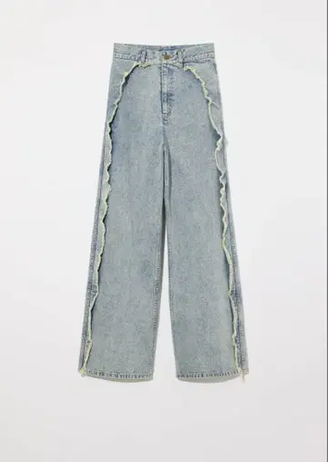 [ Eaphi ] RUFFLE DETAIL DENIM PANTS