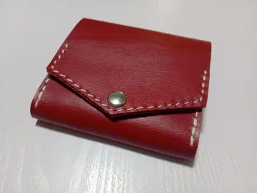 빨간색 가죽 천연 가죽 컴팩트 미니 지갑 1 시험 제작품