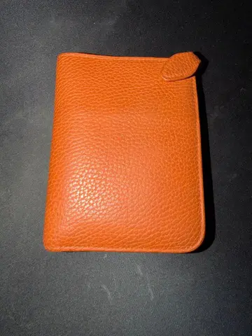 오렌지 가죽 이단 접이식 지갑