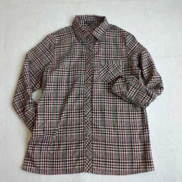 모카기네 긴팔 플란넬 셔츠 체크 무늬 캐주얼 상의 겉옷 ML