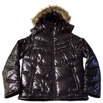 00s archive 페이크 퍼 다운 자켓 Y2K 시크 스타일 블랙 M