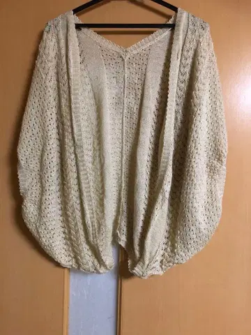 리본 포함 시스루 니트 가디건