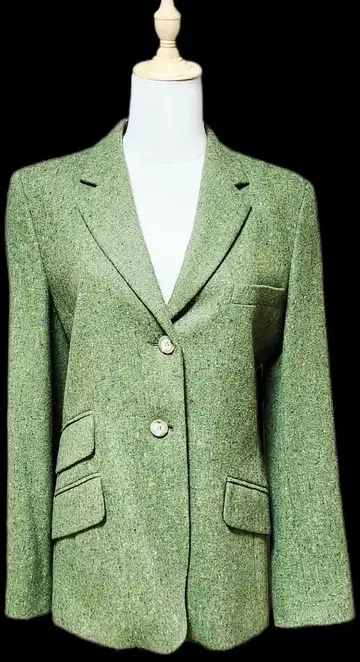 그린 컬러 테일러드 자켓 투버튼