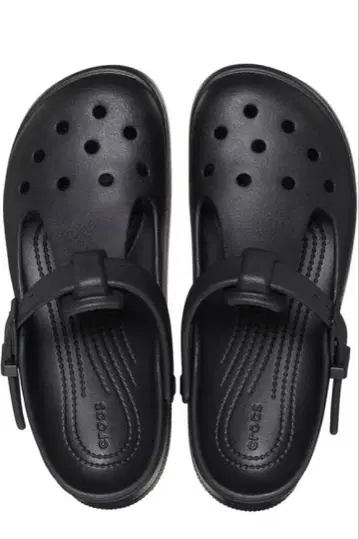 블랙 클로그 샌들 메리제인 스트랩