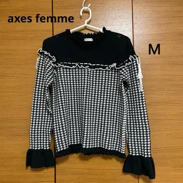 axes femme 하운드 투스 오프숄더 스웨터