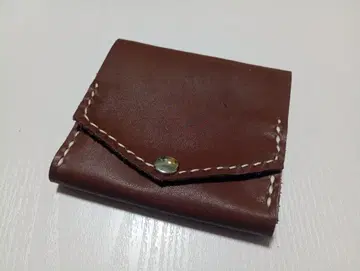 브라운 가죽 천연 가죽 컴팩트 미니 지갑 그 3 시험 제작품