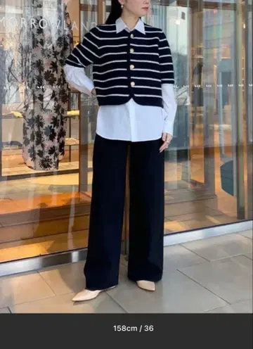 미사용 새상품 MACPHEE 스트라이프 파인 브로드 셔츠