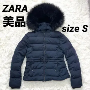새상품급 자라 퍼 달린 다운 자켓 블루종 숏 기장 A라인