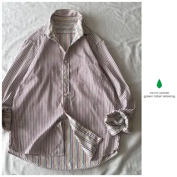 유나이티드 애로우즈 [세탁 가능] 배색 스트라이프 코튼 셔츠 블라우스
