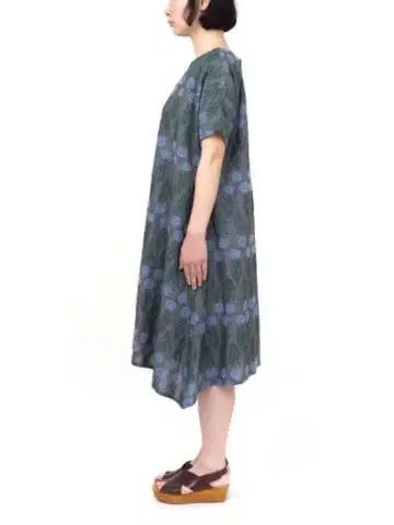 꽃무늬 반팔 티셔츠 원피스 그레이