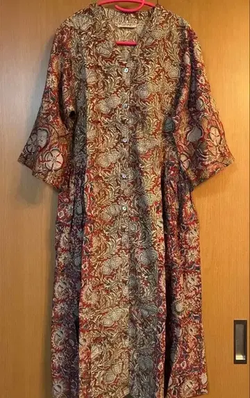 MALAIKA 마라이카 7부 소매 블록 프린트 원피스 빨간색 계열