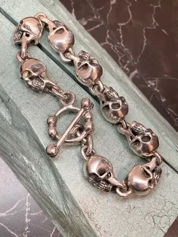 [54] Silver950 / SKULL 8연 팔찌 빈티지