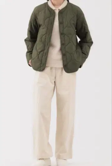 무인양품 포근한 솜 퀼팅 자켓 카키 그린 XL