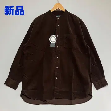 새상품 Audience 코듀로이 밴드 카라 롱 셔츠 브라운 M