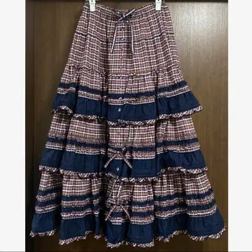 핑크하우스 단단 프릴 스커트 체크