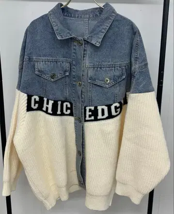 FUN 데님 x 니트 빅 자켓