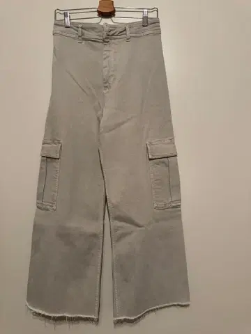 베이지 와이드 핏 워크 팬츠