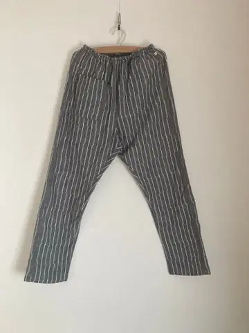 우나기노네도코 쿠루메가스리 어긋난 스트라이프 몸빼 팬츠 MONPE 그레이