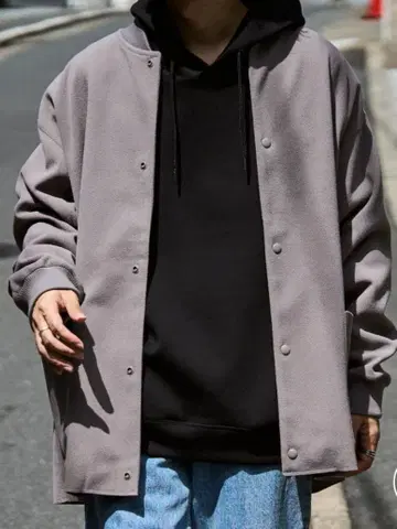 미사용 Discoat 니트 멜톤 스타디움 점퍼 그레이지 M