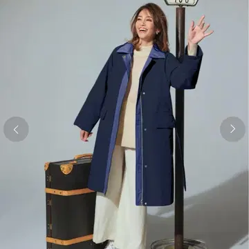 두클라쎄 매지컬 써모 배색 스텐칼라 코트 아우터 네이비 L