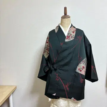 앞 여밈 양털 기모노 순수 실크