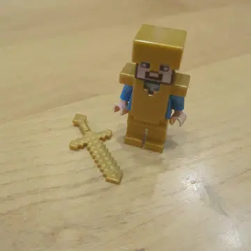 레고 마인크래프트 금 풀 장비 검 스티브 미니 피규어 골드