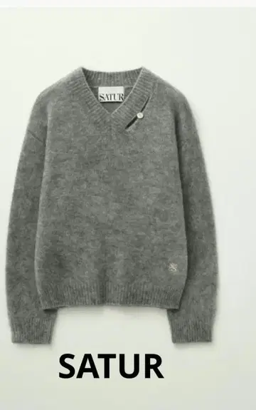 SATUR 그레이 V넥 스웨터 M 사이즈