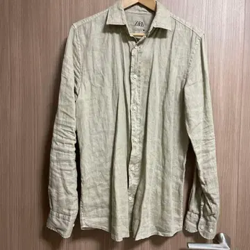 ZARA 100% 린넨 베이지 긴팔 셔츠