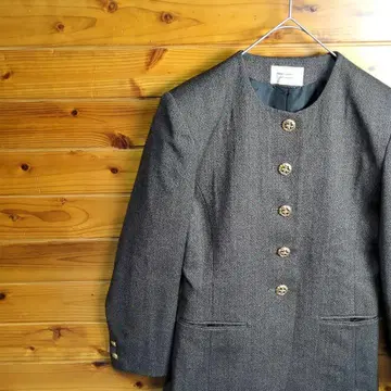 테일러드 자켓 노카라 자켓 그레이 골드 버튼 9호 M L 구제 의류