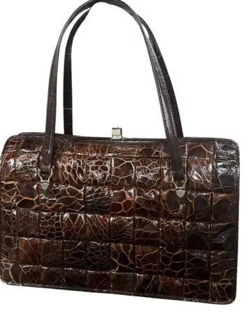 크로커다일 엠보 패치워크풍 핸드백 브라운 계열 토트백