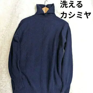[택 포함 새상품] 워셔블 캐시미어 100% 니트 네이비 긴팔 풀오버