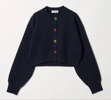 EMMEL REFINES 비쥬 미니 가디건 네이비