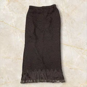 스페치오 롱 스커트 크러쉬 플리츠 40 다크 브라운 일본제