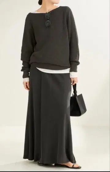 Washable Fibril Drape 스커트 / 블랙