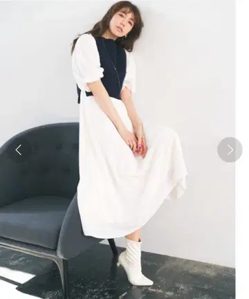 CELFORD 니트 베스트 레이어드 원피스