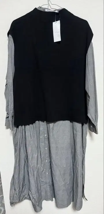 아메리칸 홀릭 니트 베스트 셔츠 원피스 2세트 새상품