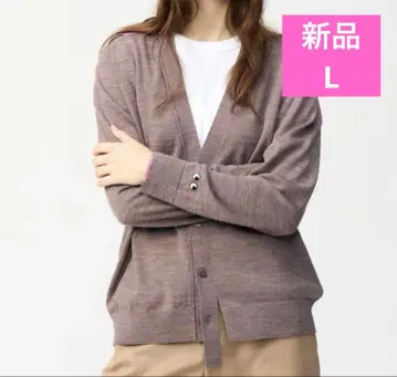 새상품 L 유니클로 안야 힌드마치 V넥 가디건 브라운