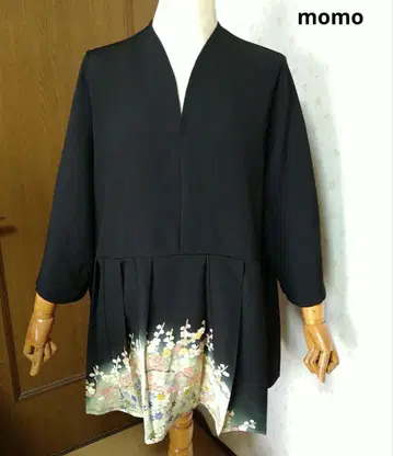 순수 실크 블랙 전통 예복 기모노 튜닉 기모노 리메이크