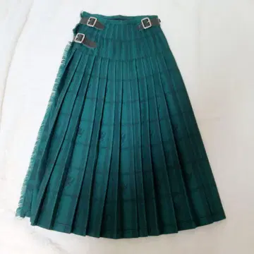 GLE MHATH 스코틀랜드제 플리츠 울 퀼트 스커트 M