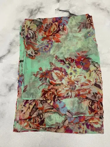 플로럴 패턴 스톨 민트 그린