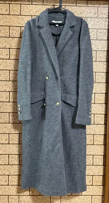 ZARA 자라 압축 울 골드 버튼 더블 브레스트 롱 코트