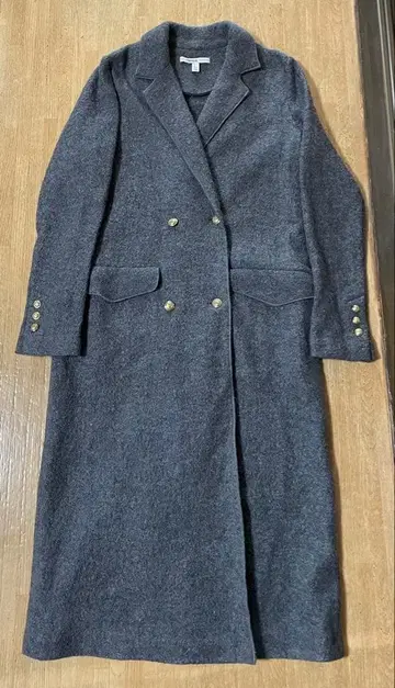 ZARA 자라 압축 울 골드 버튼 더블 브레스트 롱 코트